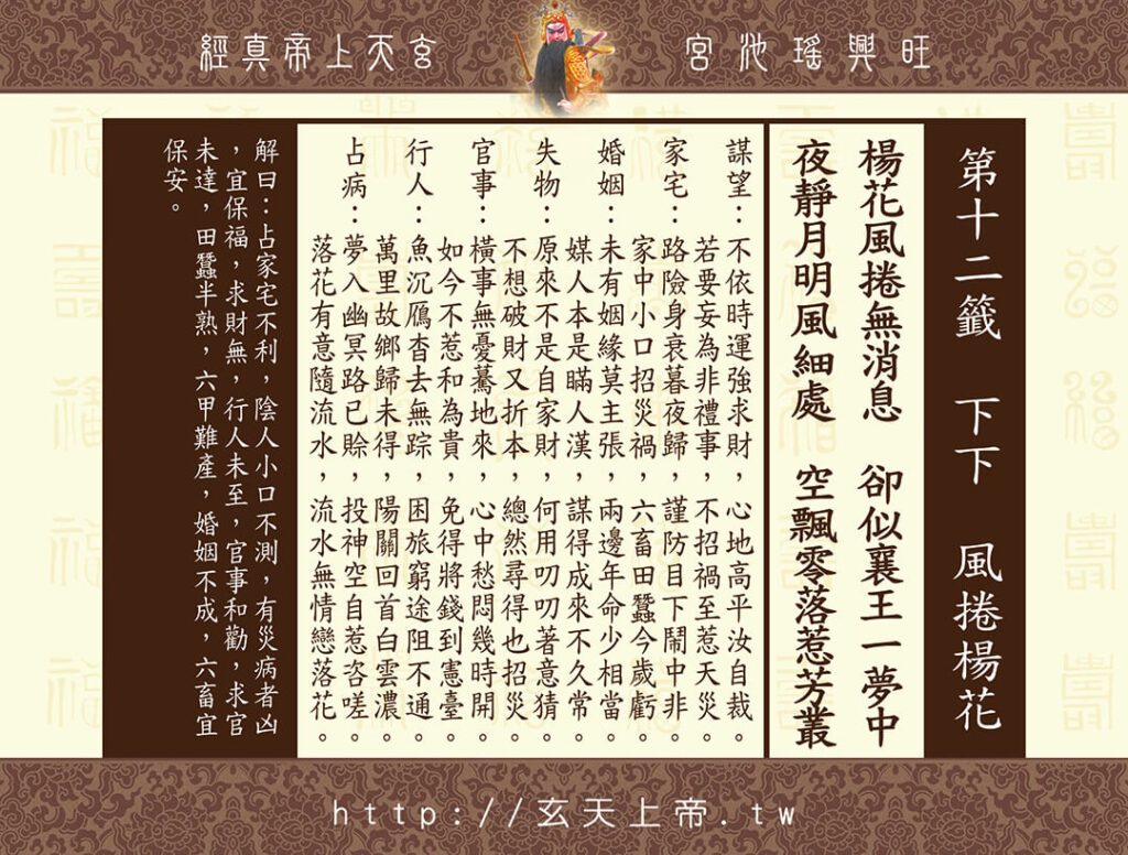 玄天上帝真經靈籤 12