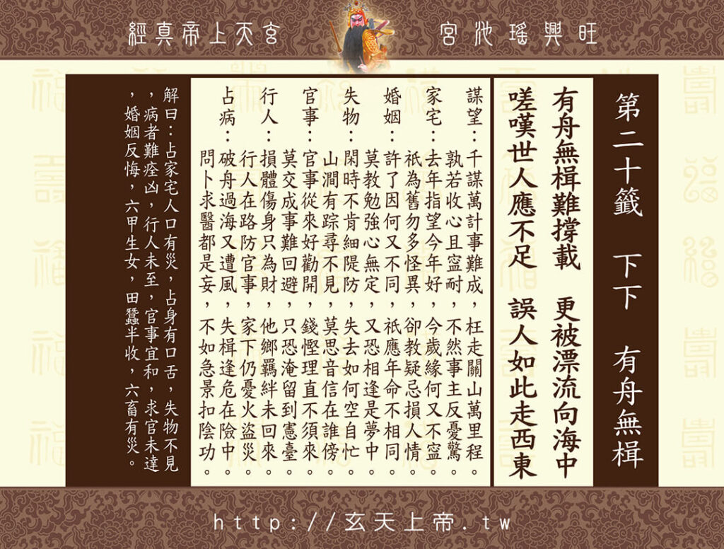 玄天上帝真經靈籤 20