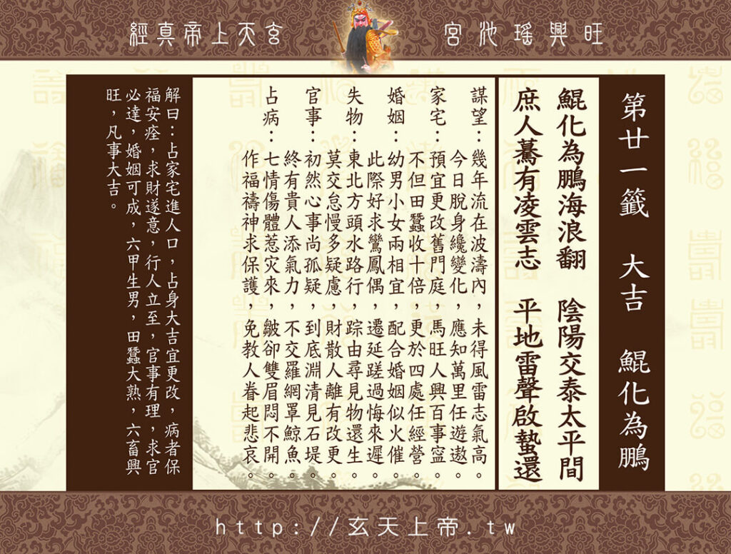 玄天上帝真經靈籤 21