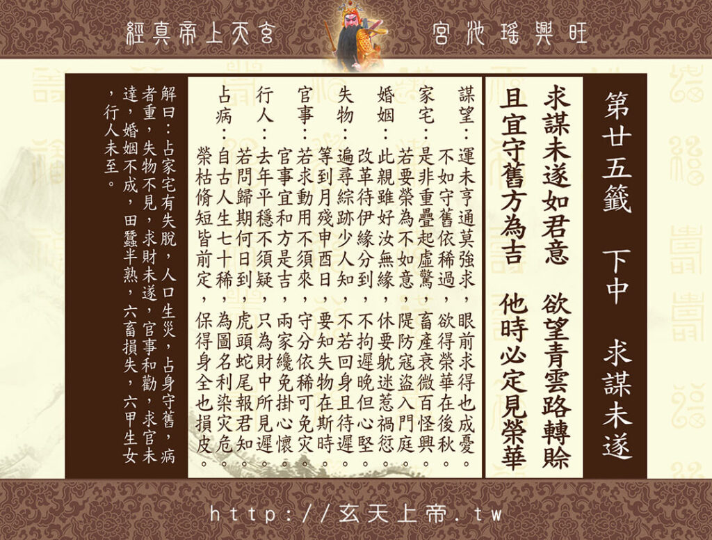 玄天上帝真經靈籤 25
