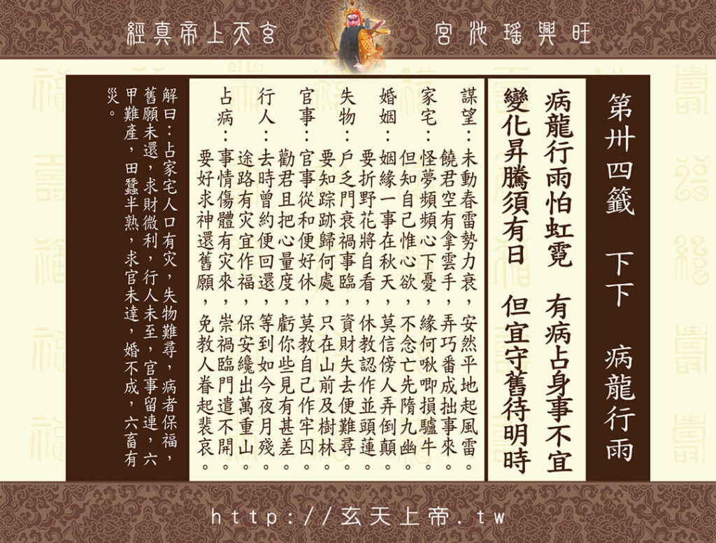 玄天上帝真經靈籤 34