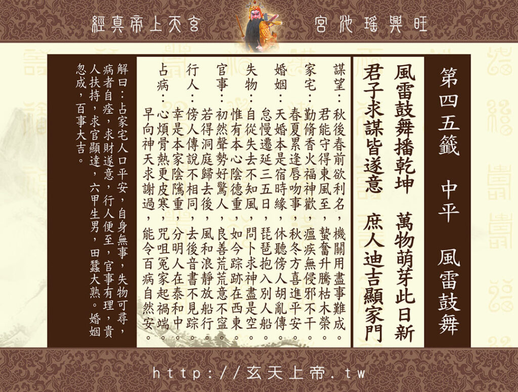 玄天上帝真經靈籤 45