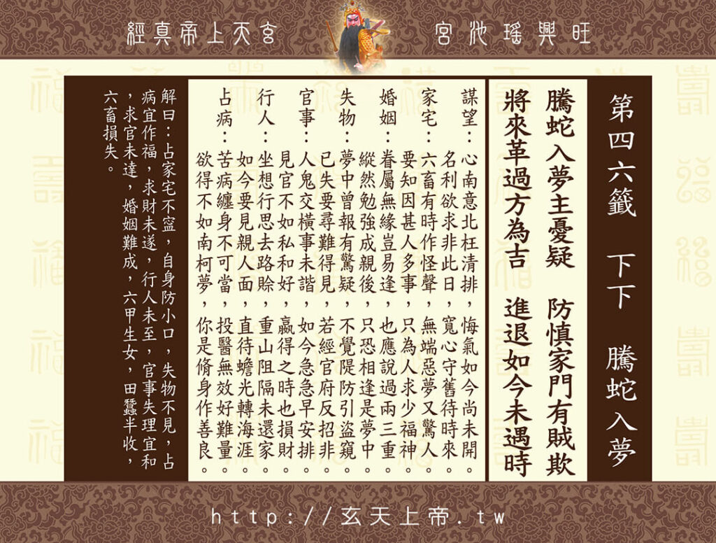 玄天上帝真經靈籤 46